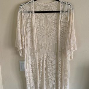 Long Ivory Sheer Kimono